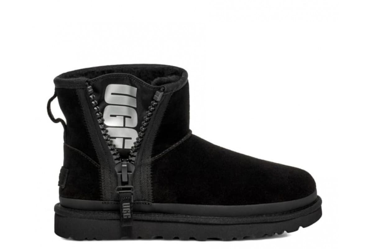 UGG Classic Mini Zipper Tape Logo Boot Чёрный — фото 1